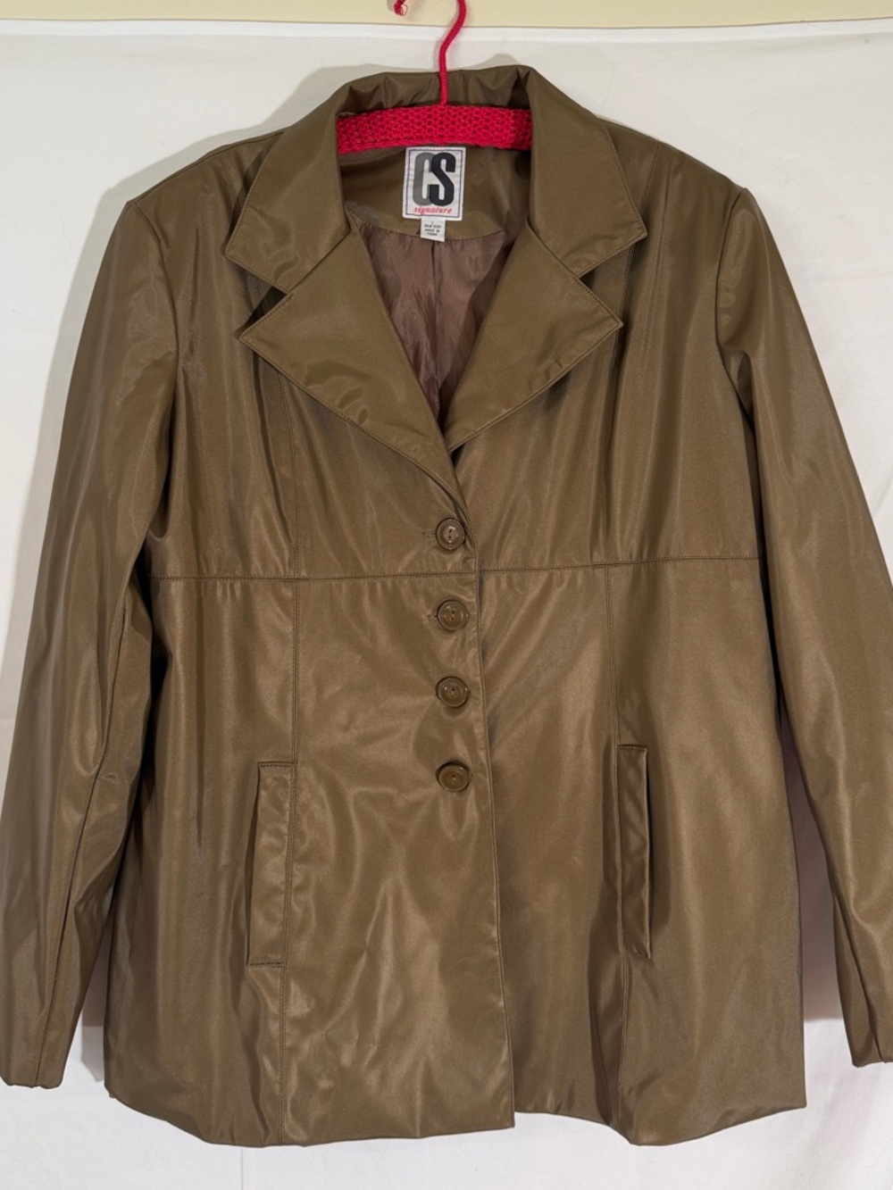 Classic Women's Brown Button-Front Rain Jacket